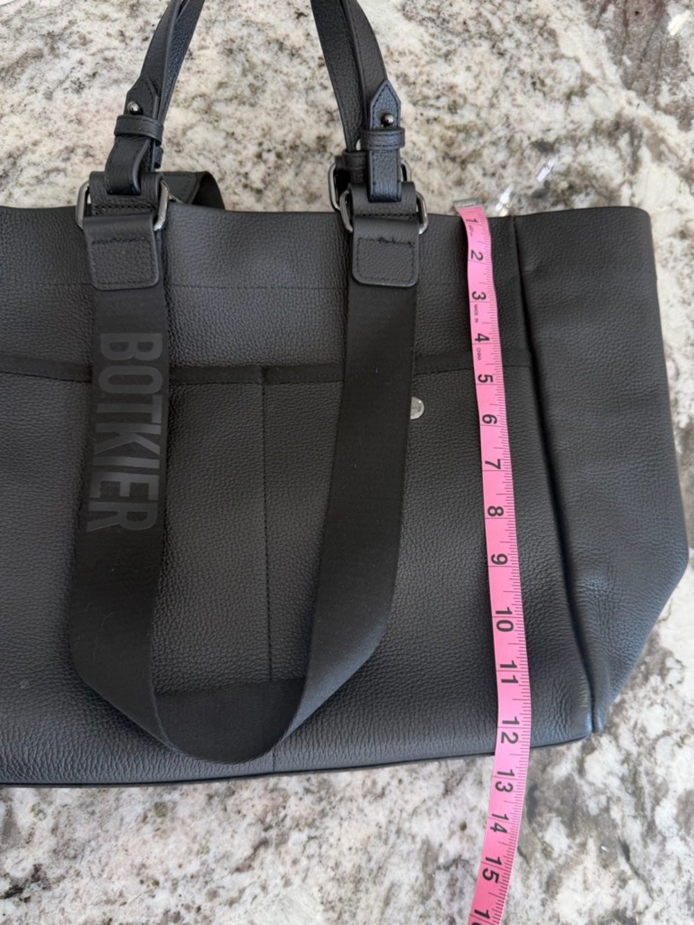Botkier Black Pebbled Leather Tote with Logo Strap - Picture 11 of 11